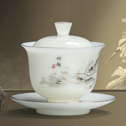 Гайвань Нефритовый Фарфор "Ци Байши. Креветки"