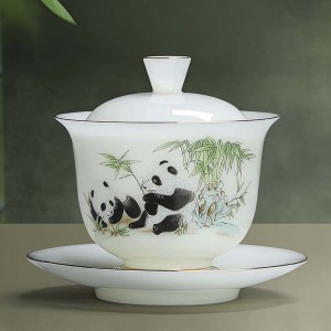 Гайвань Нефритовый Фарфор "Панды в тени Бамбука"