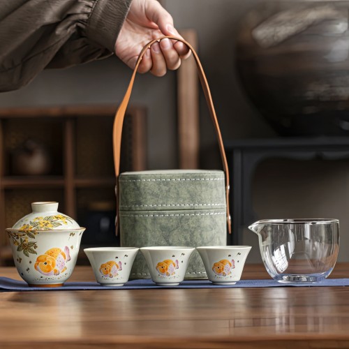 Набор для чайной церемонии №69 "Золотой Османтус и Карп Удачи"