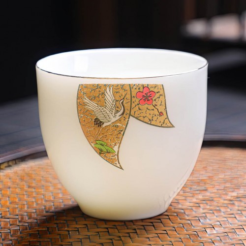 Пиала Нефритовый Фарфор "Журавль"