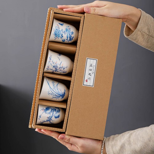 Набор Пиал Для Чайной Церемонии "Четыре Благородных Растения"