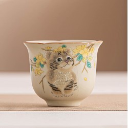 Пиала Жу Яо "Котенок среди Цветов №2"