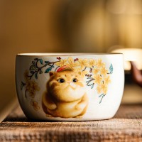 Пиала Жу Яо "Упитанный Кот в Цветах Магнолии №1"