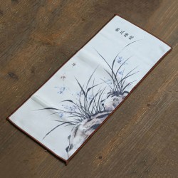 Полотенце для чайной церемонии Двухстороннее 35х16 "Орхидеи и Бабочки"