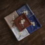 Полотенце для чайной церемонии Льняное 28х28 "Цветущая Слива" Синее