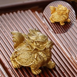 Фигурка для Чайной Церемонии Меняющая цвет "Золотая Черепаха-Дракон"